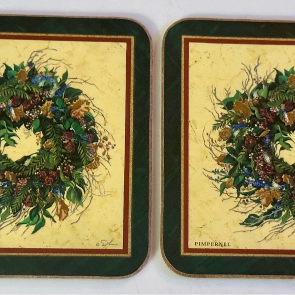 Vintage Pimpernel Holiday Coasters Set of 6 - Cork Back - Good Condition - Picture 5 of 16